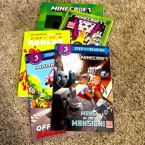Set of 5 Kids Reading Books - Minecraft, Mario Kart, Roblox - Level 3 Readers